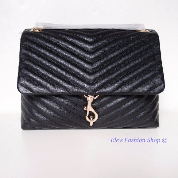 NWT Rebecca Minkoff Edie Medium Shoulder Crossbody Bag BLACK Gold AUTHENTIC - Picture 6 of 15